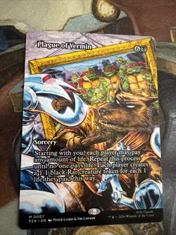 Plague of Vermin (Borderless) 0007 PZA Teenage Mutant Ninja Turtles TMNT MTG NM - Image 1