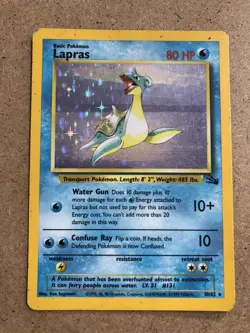 Lapras 10/62 Rare Holo Fossil Pokemon Card - Image 1