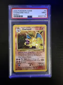 PSA 9 MINT Charizard 2000 Base Set 2 4/130 Holo Rare Pokemon Card - Image 1