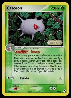 Pokemon Card - Cascoon Legend Maker 30/92 Uncommon Reverse Holo Stamped - Image 1