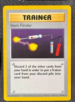 ITEM FINDER 74/102 RARE BASE SET SHADOWLESS POKEMON MP - Image 1