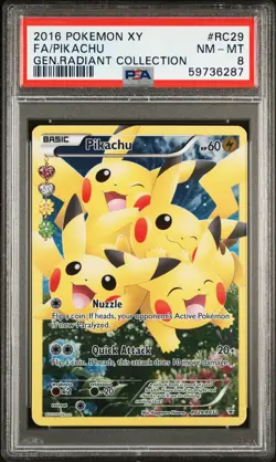 2016 POKEMON XY GENERATIONS RADIANT COLL #RC29 FULL ART/PIKACHU PSA 8 - Image 1