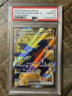 Pokemon TCG Cynthia’s Garchomp Ex 215/182 Ultra Rare Destined Rivals PSA 10 - Image 1