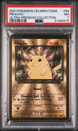 2021 POKEMON CELEBRATIONS ULTRA-PREM COLL #58 PIKACHU PSA 7 - Image 1