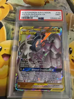 Pokemon TCG Arceus & Dialga & Palkia GX 156/236 Cosmic Eclipse Psa 9 - Image 1