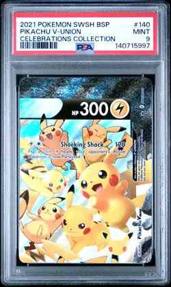 2021 POKEMON SWSH BLACK STAR PROMO CELEBRATIONS COLL #140 PIKACHU V-UNION PSA 9 - Image 1