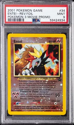 2001 POKEMON GAME MOVIE POKEMON 3 MOVIE PROMO #34 ENTEI-REVERSE FOIL PSA 9 - Image 1