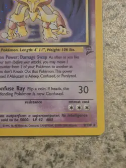 Alakazam Holo Pokemon Card 1/130 Base Set 2 WOTC 2000 Near MINT Condition Rare - Image 3