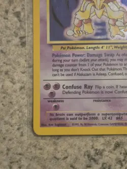 Alakazam Holo Pokemon Card 1/130 Base Set 2 WOTC 2000 Near MINT Condition Rare - Image 4