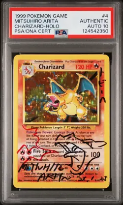AUTO 10 CHARIZARD 4/102 | Sketch Mitsuhiro Arita Auto Base Set Pokemon Card HK - Image 1