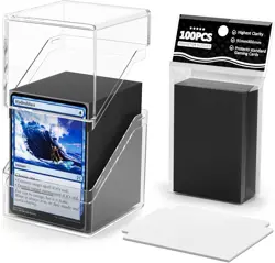 Card Deck Case, Deck Box with 100 Pack Card Sleeves and Divider, Standard Clear - Image 1