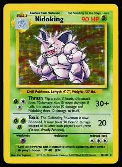 Nidoking 11/102 Holo Rare Base Set Pokemon Card - Image 1