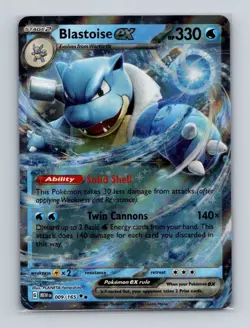 Blastoise ex 009 2023 Pokemon Scarlet & Violet MEW 151 Double Rare Card NM+ (a) - Image 1