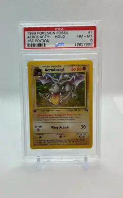 Pokemon Card - Aerodactyl 1/62 - Fossil - 1st Edition - Holo - PSA 8 NM-MT - Image 1