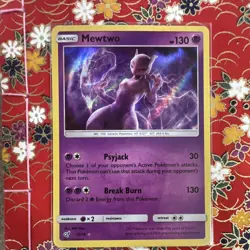 Mewtwo Detective Pikachu Pokemon Basic Holo Rare 130 HP 12/18 Psyjack Break Burn - Image 1