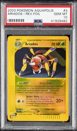 2003 POKEMON AQUAPOLIS #3 ARIADOS-REVERSE FOIL PSA 10 - Image 1