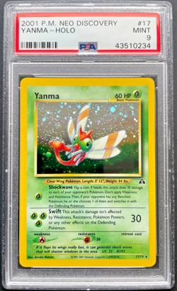 Pokemon Yanma Holo Rare Neo Discovery 2001 17/75 PSA MINT 9 - Image 1