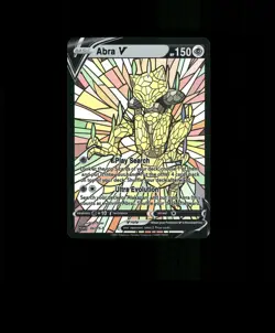 FAN-ART READ DESCRIPTION BELOW HOLO Abra Card Abra Stained Glass Pokemon Card p1 - Image 1