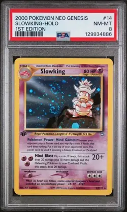 2000 POKEMON NEO GENESIS 1ST EDITION #14 SLOWKING-HOLO PSA 8 w/Double Swirl!! - Image 1