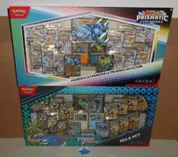 POKEMON TCG CROWN ZENITH SEA & SKY + PRISMATIC LUCARIO TYRANITAR EX PREMIUM LOT - Image 1