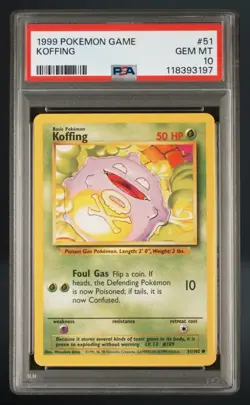 Pokemon Koffing Base Set #51 1999 PSA 10 GEM MT Regular English - Image 1