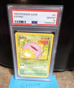 Pokemon Koffing Base Set #51 1999 PSA 10 GEM MT Regular English - Image 3