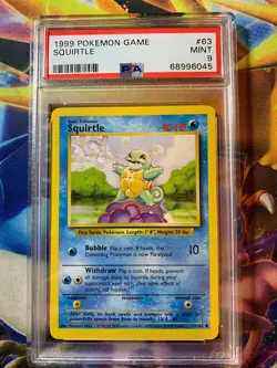 POKEMON 1999 BASE SET UNLIMITED SQUIRTLE #63 NON HOLO PSA MINT 9 - Image 1