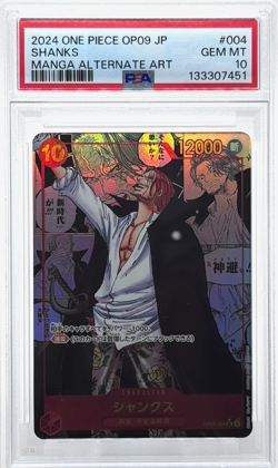 One Piece Shanks Emperors in New World Japanese Manga Alt Art OP09-004 PSA 10 GM - Image 1