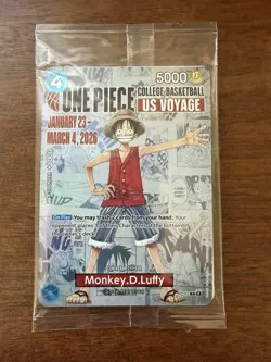 Monkey.D.Luffy College Basketball US Voyage P-055 One Piece Promo Sealed - Image 1