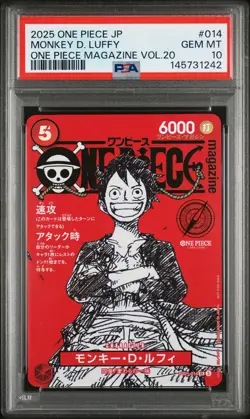 2025 ONE PIECE JPN PROMOS ONE PIECE MAGAZINE VOL.20 #014 MONKEY D. LUFFY PSA 10 - Image 1