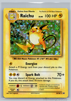 Raichu - 36/108 - Pokemon Evolutions XY Holo Rare Card LP 002 - Image 1