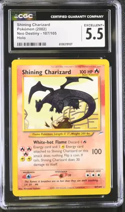 CGC 5.5 Shining Charizard 2002 Neo Destiny 107/105 Holo Pokemon Card - Image 1