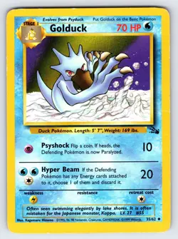 Golduck 35/62 1999 Fossil Set Pokemon Card TCG Vintage WOTC Uncommon - Mp - Image 1