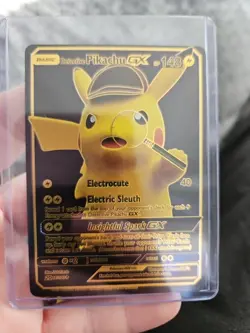 Detective Pikachu GX Black Foil Fan Art Vinyl Collector Pokemon Card - Image 1