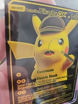 Detective Pikachu GX Black Foil Fan Art Vinyl Collector Pokemon Card - Image 3