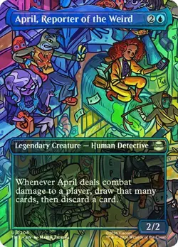 NM Borderless Foil April, Reporter of the Weird, MTG, TMNT, Magic, 206 - Image 1
