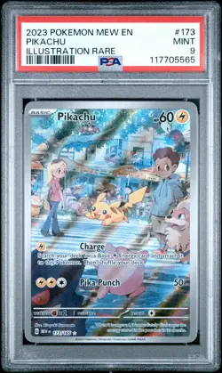 2023 POKEMON MEW EN-151 ILLUSTRATION RARE #173 PIKACHU PSA 9 - Image 1
