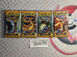 Pokemon XY Flashfire Booster Pack Art Set Factory Sealed (4 Packs) - Image 1