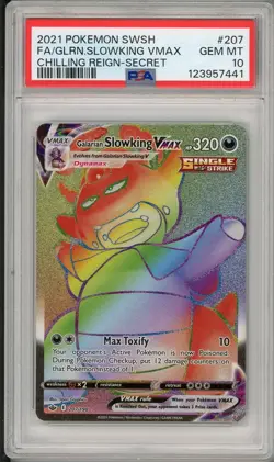 2021 Pokemon Chilling Reign Galarian Slowking VMAX Full Art Secret #207 PSA 10 - Image 1