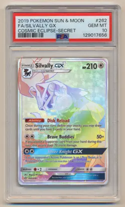 PSA 10 Pokemon Cosmic Eclipse Full Art Secret Rare Silvally GX 262/236 GEM MINT! - Image 1