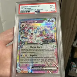 PSA 9 MINT POKEMON PRE EN-PRISMATIC EVOLUTIONS 041 SYLVEON EX SURPRISE BOX STAMP - Image 2