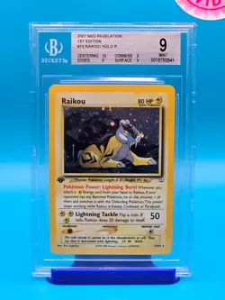 BGS 9 - 2001 Pokemon, Neo Revelation, Raikou- Double Holo Error, 1st Ed. (13/64) - Image 1
