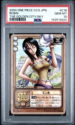 PSA 10 2004 BANDAI ONE PIECE CCG JAPANESE THE GOLDEN CITY IN THE SKY ROBIN C16 - Image 1