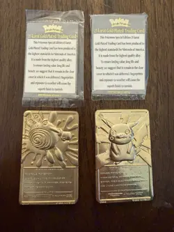 Pokemon 1999 23k Gold Plated Trading Cards - Pikachu Poliwhirl - Image 2