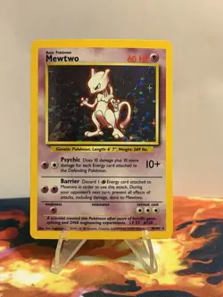 Pokemon TCG Mewtwo 10/102 Holo Rare Base Set 1999 Pokemon Card – Vintage WOTC - Image 1