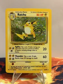 Pokemon TCG Raichu Holo Rare Base Set 14/102 WOTC 1999 Vintage Holo Card - Image 1