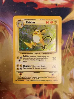 Pokemon TCG Raichu Holo Rare Base Set 14/102 WOTC 1999 Vintage Holo Card - Image 2