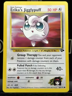 Erika's Jigglypuff 69/132 Gym Challenge Unlimited Regular Common Pokemon Card NM - Image 3