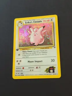 Pokemon TCG Erika's Clefable Gym Heroes Holo Card 3/132 1st Edition Holo Rare - Image 1