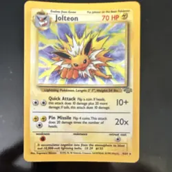 Pokemon Jolteon 04/64 Jungle Holo Rare English HP70 1999 Pin Missile Card - Image 1